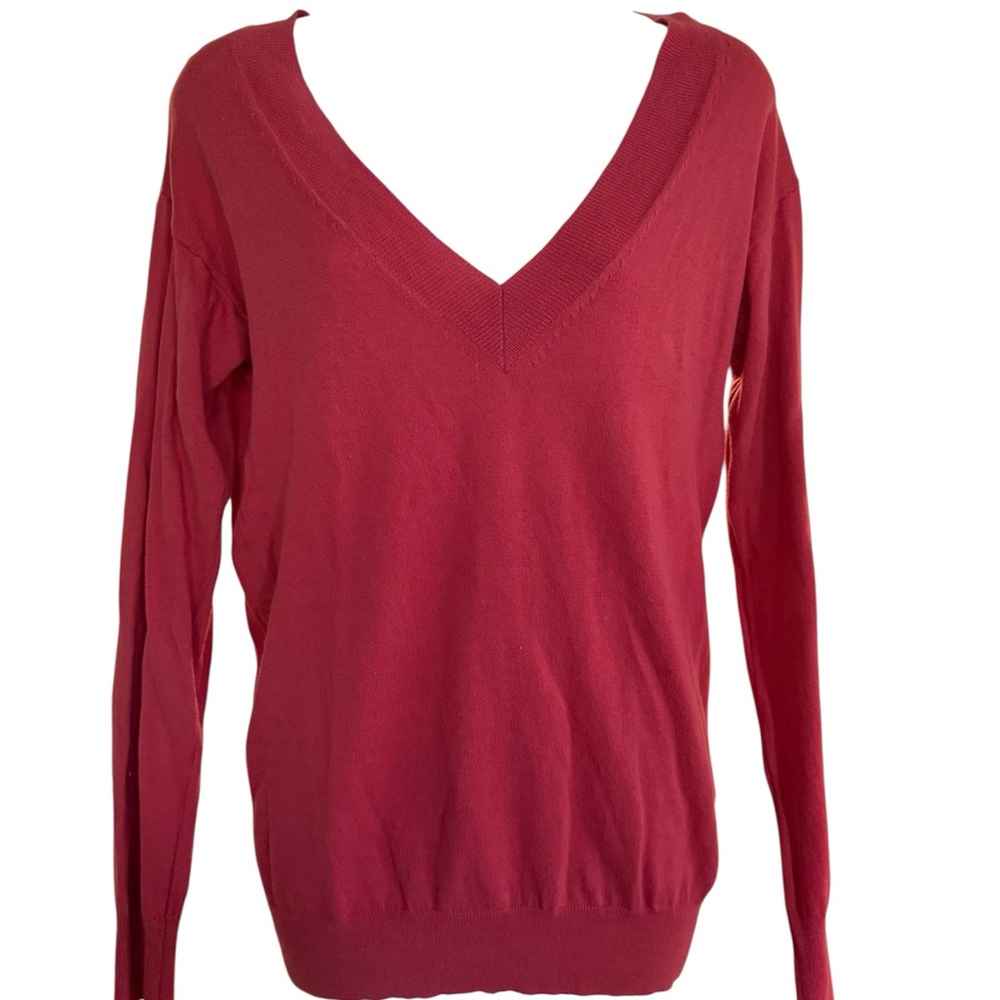 GAP Women's Magenta Cashmere Blend V-Neck Sweater